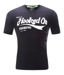 BKK Hooked On Fishing Siyah Tişört L