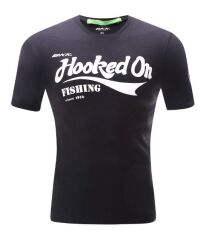BKK Hooked On Fishing Siyah Tişört S