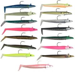 Savage gear Sandeel 12.5 cm 23 gr 2+1 Adet Suni Yem Green Glow