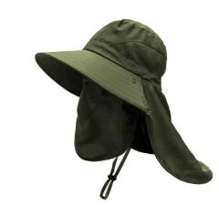 Fisherman Style Foter BG-9073 Haki Renk Fileli Fötr Şapka + Çıkarılabilir Yüz ve Ense Koruma