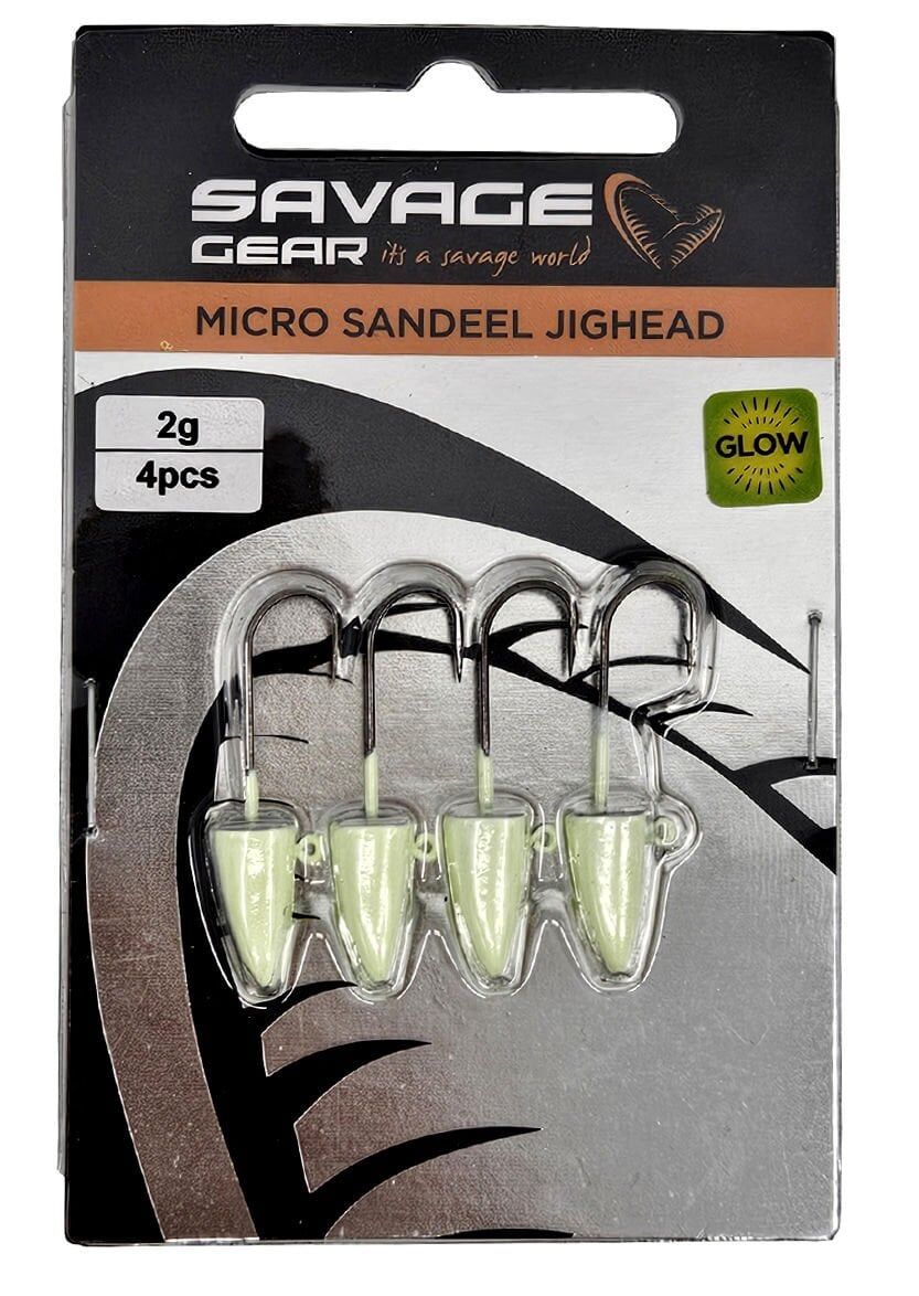 Savage Gear LRF Micro Sandeel Jighead Glow 4 Adet #8 3gr
