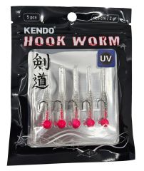 Kendo Hook Worm Jighead+Lrf Silikonu 2gr+4.5cm 5 Adet Head Black+Red
