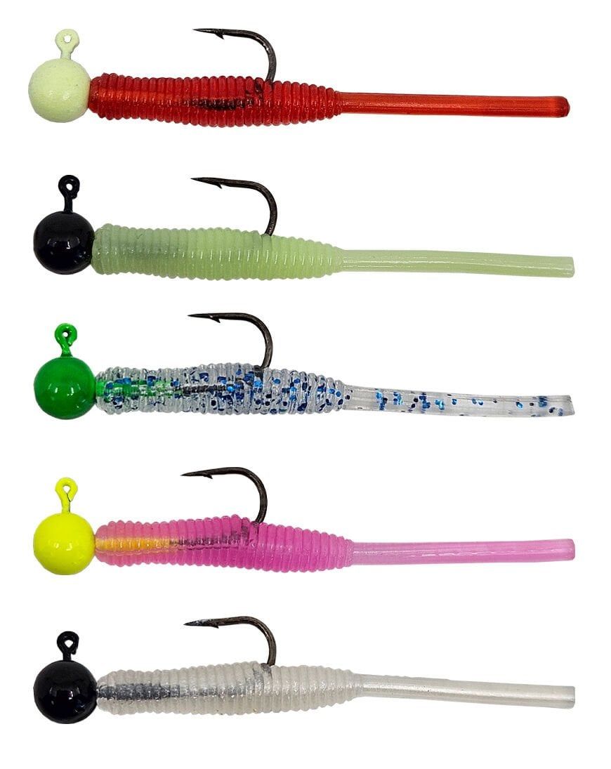 Kendo Hook Worm Jighead+Lrf Silikonu 1gr+4.5cm 5 Adet Head Green+Blue Glitter