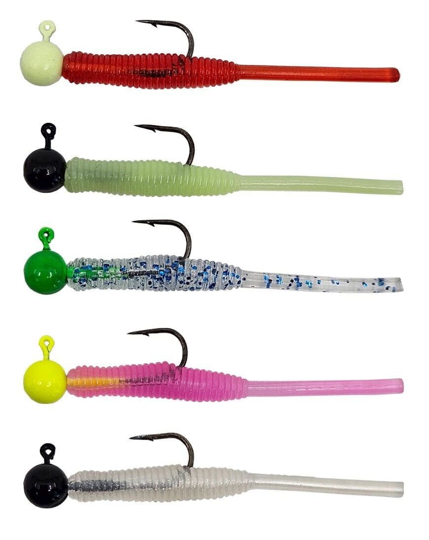 Kendo Hook Worm Jighead+Lrf Silikonu 1gr+4.5cm 5 Adet Head Green+Blue Glitter