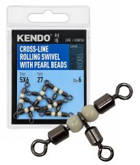 Kendo Cross-line Rolling Swivel With Pearl Beads 6 Adet 5X6