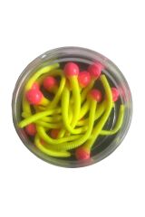 Trout Yüzen Peynir Aromalı Kuyruklu Çift Renkli Silikon Alabalık Yemi Pembe Sarı