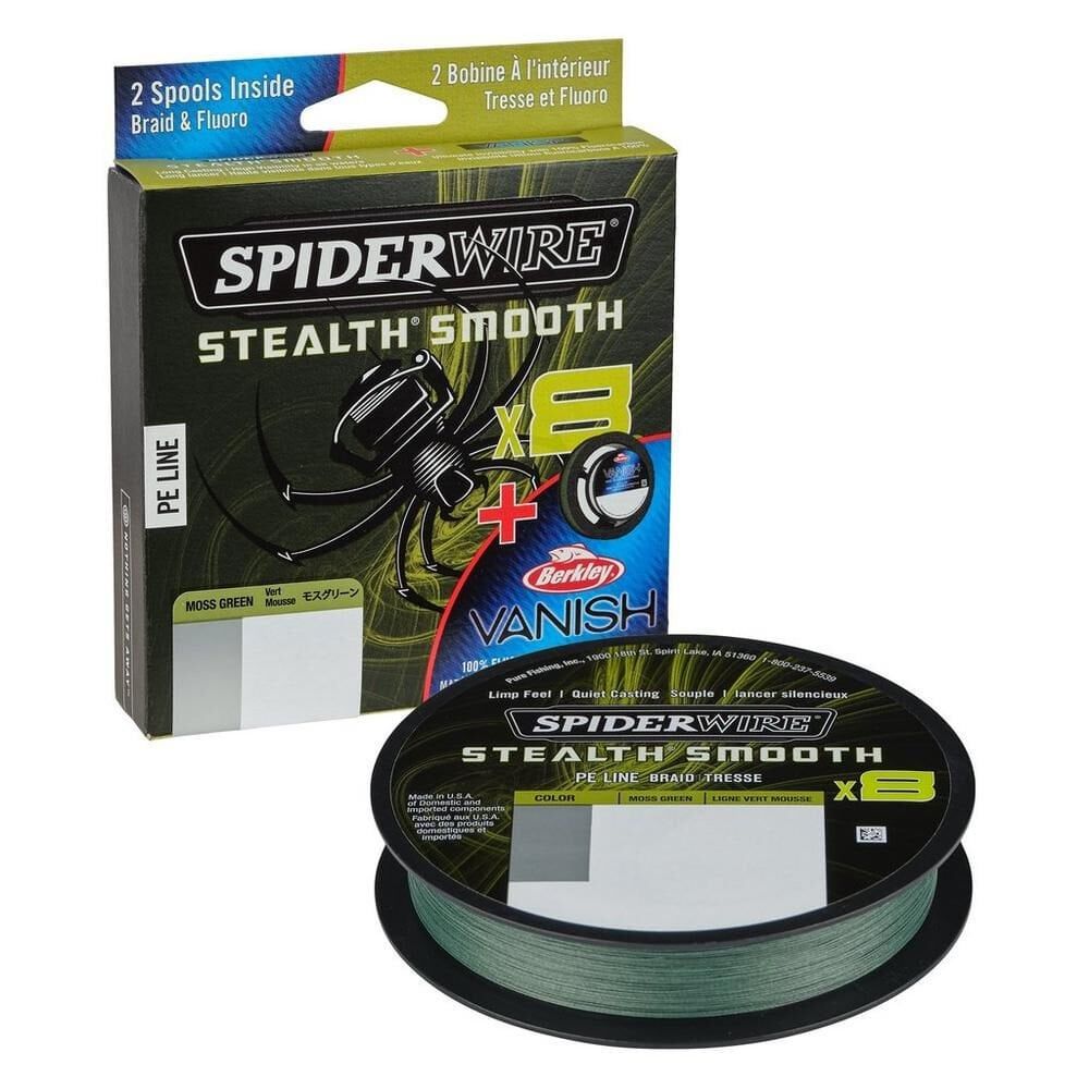 Spider Wire 8 Braid & Fluorocarbon Duo Spool System 150 & 50m Moss Green/Clear 0.13 & 0.35mm